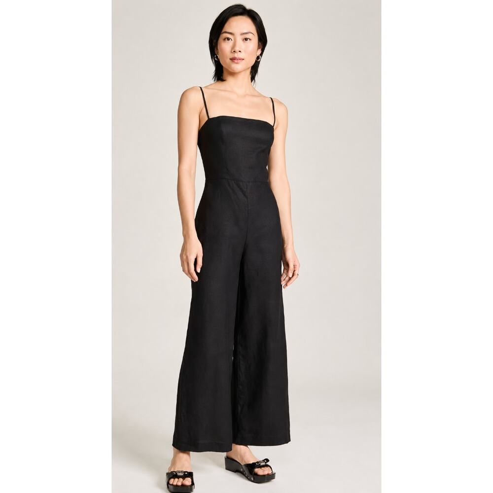 REFORMATION Overland Linen Jumpsuit in Black Size 4 - Picture 2 of 7